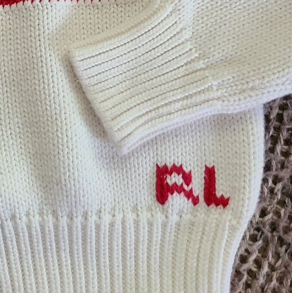 Polo by Ralph Lauren Children's Cream Sweater with Flag Design Sz 6X - Picture 3 of 4